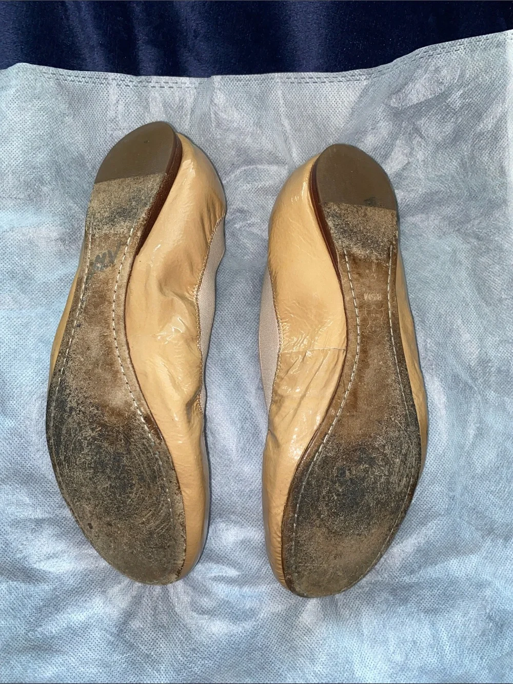Tory Burch Caramel Patent Logo Ballet Flats